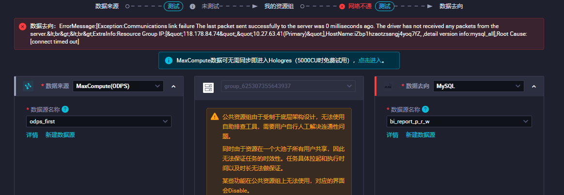 DataWorks数据去向：测试的可以,生产环境不行,是咋回事?-[阿里云_云淘科技]