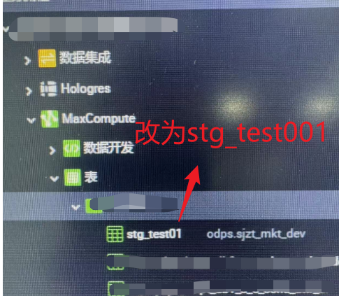 DataWorks数据地图中是可以查到数据的，但是在【表】中的stg_test01提示不存在？-[阿里云_云淘科技]