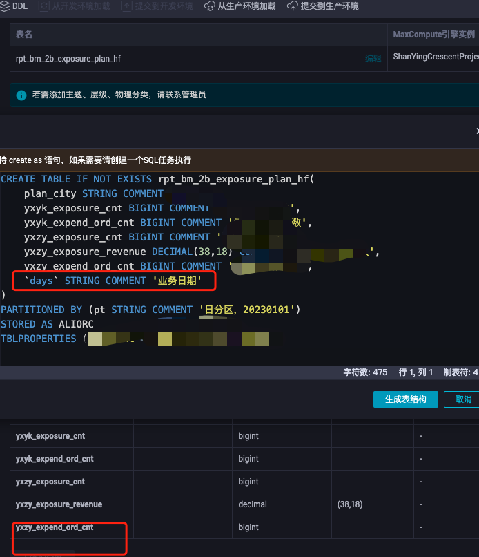 DataWorks实际在开发环境上是新增了这个字段？-[阿里云_云淘科技]